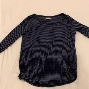 Navy blue and white pin stripe top